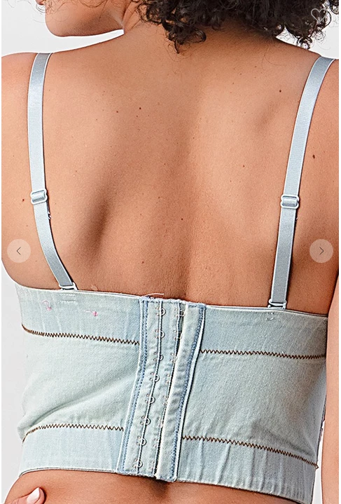 LYDIA Rhinestone Jeweled Corset Blue Denim Corsets 13 LYDIA Rhinestone Jeweled Corset Blue Denim Corsets