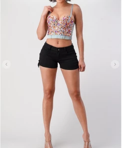 LYDIA Rhinestone Jeweled Corset Light Denim Corsets