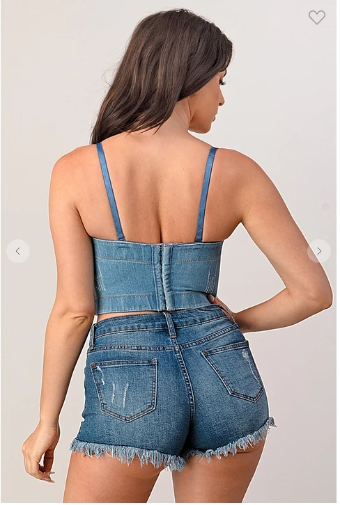 LYDIA Rhinestone Jeweled Corset Blue Denim Corsets 11 LYDIA Rhinestone Jeweled Corset Blue Denim Corsets