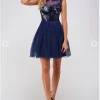 Maniju Mona Sequin Top Tulle Skirt Navy Party & Cocktail Dresses