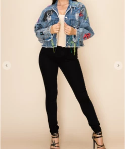 MACHERI Graffiti Letter Denim Jacket Jackets