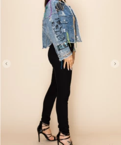 MACHERI Graffiti Letter Denim Jacket Jackets