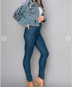 MACHERI Jackets Stud & Rivets Denim Jacket