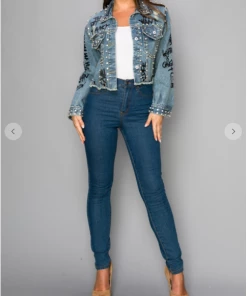 MACHERI Jackets Stud & Rivets Denim Jacket