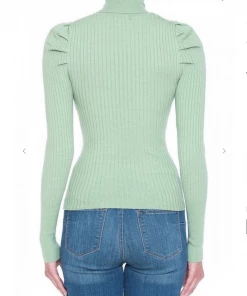 2Sable Draped Shoulder Turtle Neck Top