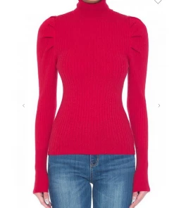 2Sable Draped Shoulder Turtle Neck Top