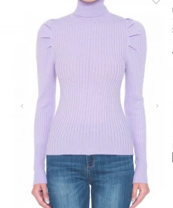 2Sable Draped Shoulder Turtle Neck Top