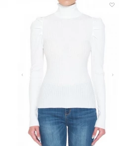 2Sable Draped Shoulder Turtle Neck Top