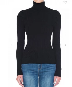 2Sable Draped Shoulder Turtle Neck Top