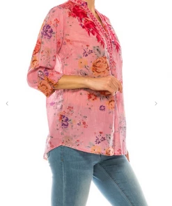 Magazine Love Floral Light Coral Button Down Top
