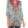 Magazine Love Floral Light Blue Button Down Top