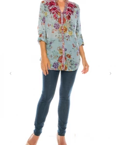 Magazine Love Floral Light Blue Button Down Top