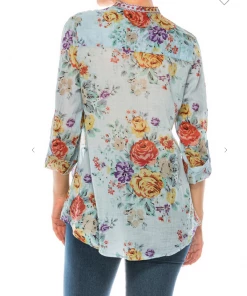 Magazine Love Floral Light Blue Button Down Top