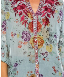Magazine Love Floral Light Blue Button Down Top