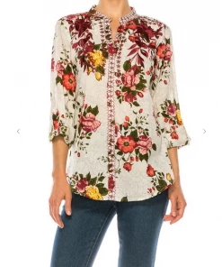 Magazine Love Floral Ivory Button Down Top