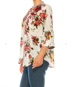 Magazine Love Floral Ivory Button Down Top