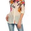 Magazine Long Sleeve Top Love Floral Paisley Button Down Top