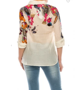 Magazine Long Sleeve Top Love Floral Paisley Button Down Top