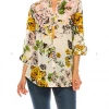 Magazine Long Sleeve Top Love Floral Ivory Button Down Top