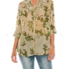 Magazine Love Floral Pale Goldenrod Button Down Top Long Sleeve Top