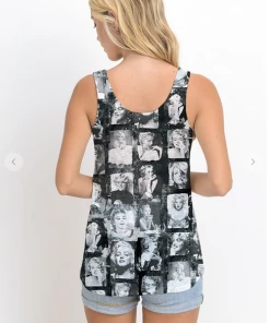 XYNC Marilyn Face Tank Black Top Graphic Tank & Tee Shirts