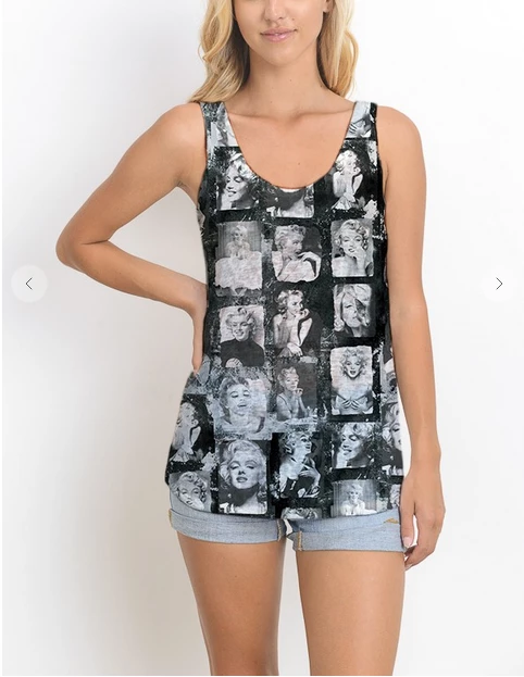 XYNC Marilyn Face Tank Black Top Graphic Tank & Tee Shirts 5 XYNC Marilyn Face Tank Black Top Graphic Tank & Tee Shirts