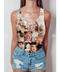 XYNC Graphic Tank & Tee Shirts Marilyn Face Tank Tan Top