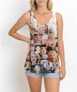 XYNC Graphic Tank & Tee Shirts Marilyn Face Tank Tan Top