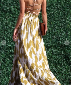 Dress Day Crazy For You Smocked Maxi Leaf Maxi Dresses & Jumpsuits