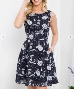 LA SOUL Printed Dresses Crystal Kitten Dress