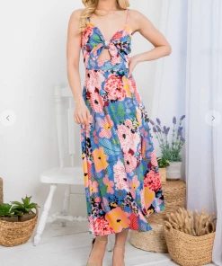 LA SOUL Printed Dresses Sabrina Floral Cut Out Dress