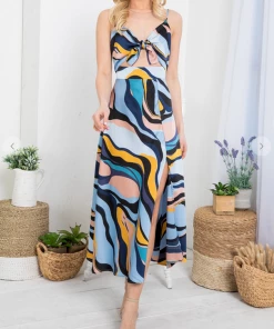 LA SOUL Printed Dresses Sabrina Water Wave Cut Out Dress