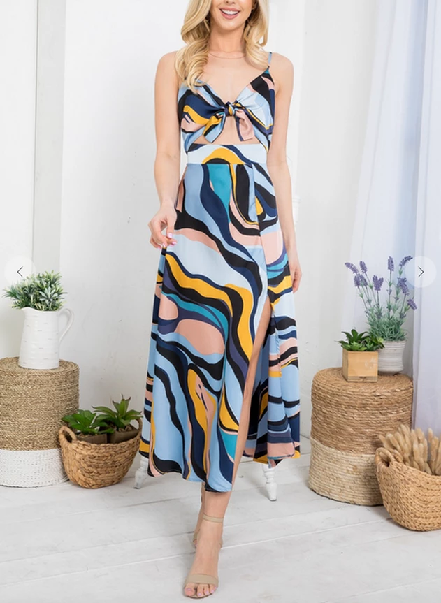 LA SOUL Printed Dresses Sabrina Water Wave Cut Out Dress 3 LA SOUL Printed Dresses Sabrina Water Wave Cut Out Dress