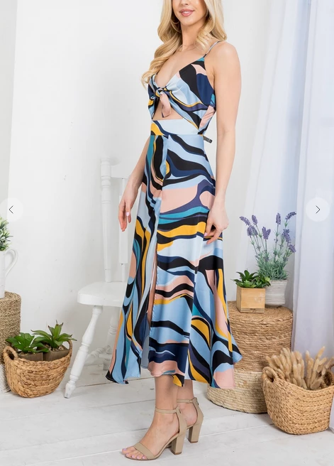 LA SOUL Printed Dresses Sabrina Water Wave Cut Out Dress 4 LA SOUL Printed Dresses Sabrina Water Wave Cut Out Dress
