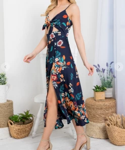 LA SOUL Printed Dresses Sabrina Navy Cut Out Dress