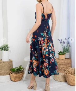 LA SOUL Printed Dresses Sabrina Navy Cut Out Dress