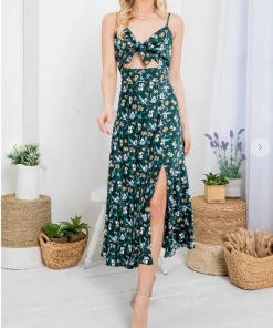 LA SOUL Printed Dresses Sabrina Teal Cut Out Dress