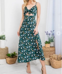 LA SOUL Printed Dresses Sabrina Teal Cut Out Dress