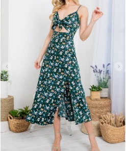 LA SOUL Printed Dresses Sabrina Teal Cut Out Dress