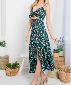 LA SOUL Printed Dresses Sabrina Teal Cut Out Dress