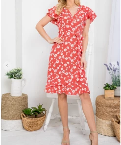 LA SOUL Printed Dresses Someone To Love Tomato Floral Dress