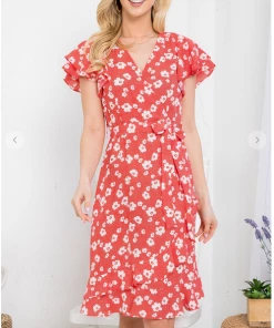 LA SOUL Printed Dresses Someone To Love Tomato Floral Dress