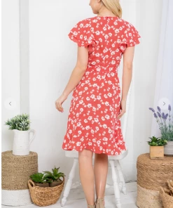 LA SOUL Printed Dresses Someone To Love Tomato Floral Dress