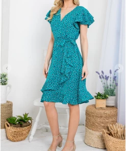 LA SOUL Printed Dresses Someone To Love Light Sea Green Floral Dress
