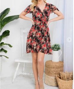 LA SOUL Printed Dresses Love At First Sight Black Floral Dress