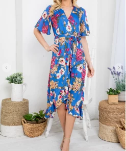 LA SOUL Printed Dresses Day Dreaming Blue Floral Dress
