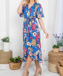 LA SOUL Printed Dresses Day Dreaming Blue Floral Dress