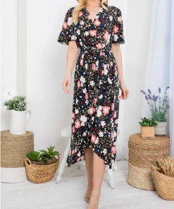 LA SOUL Printed Dresses Day Dreaming Black Floral Dress