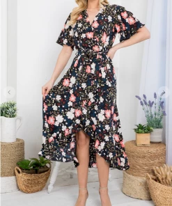 LA SOUL Printed Dresses Day Dreaming Black Floral Dress