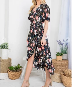 LA SOUL Printed Dresses Day Dreaming Black Floral Dress